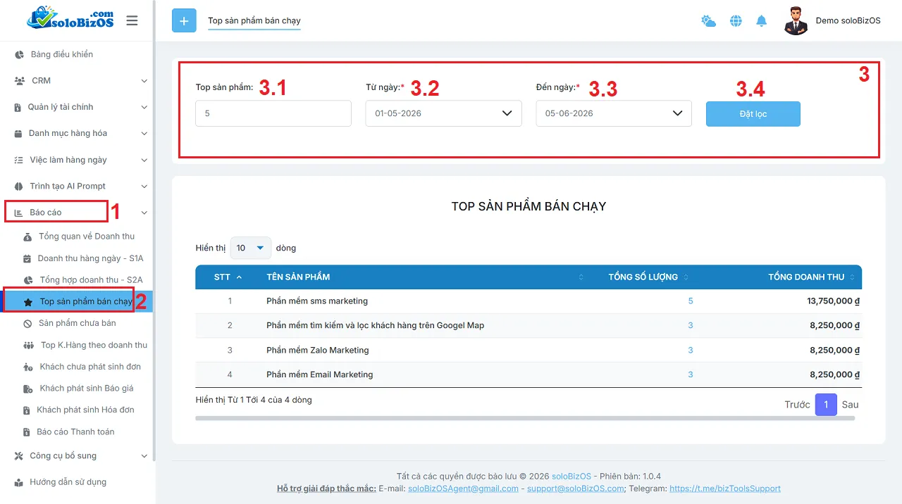 Top Sản phẩm, Dịch vụ bán chạy